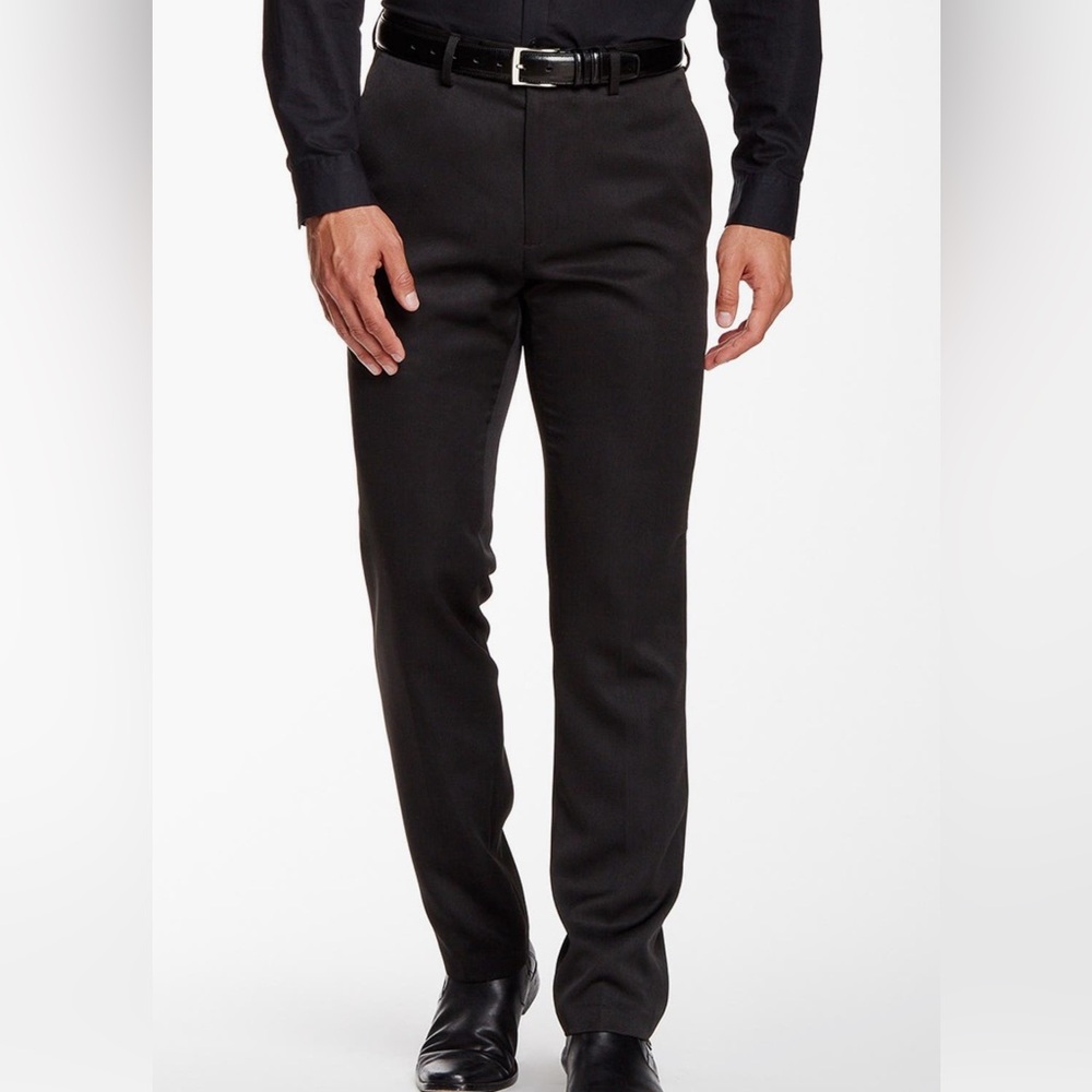 Kenneth Cole Reaction Mens Black Flat Front Dress Pants, Size 32x32, Like New